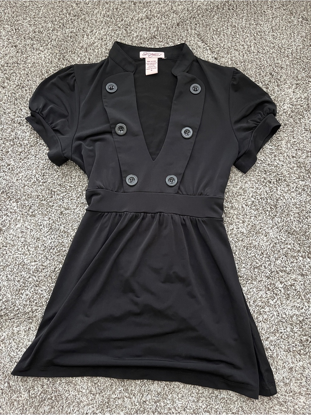 Six Degrees of Separation Black V-Neck Button Y2K Blouse
